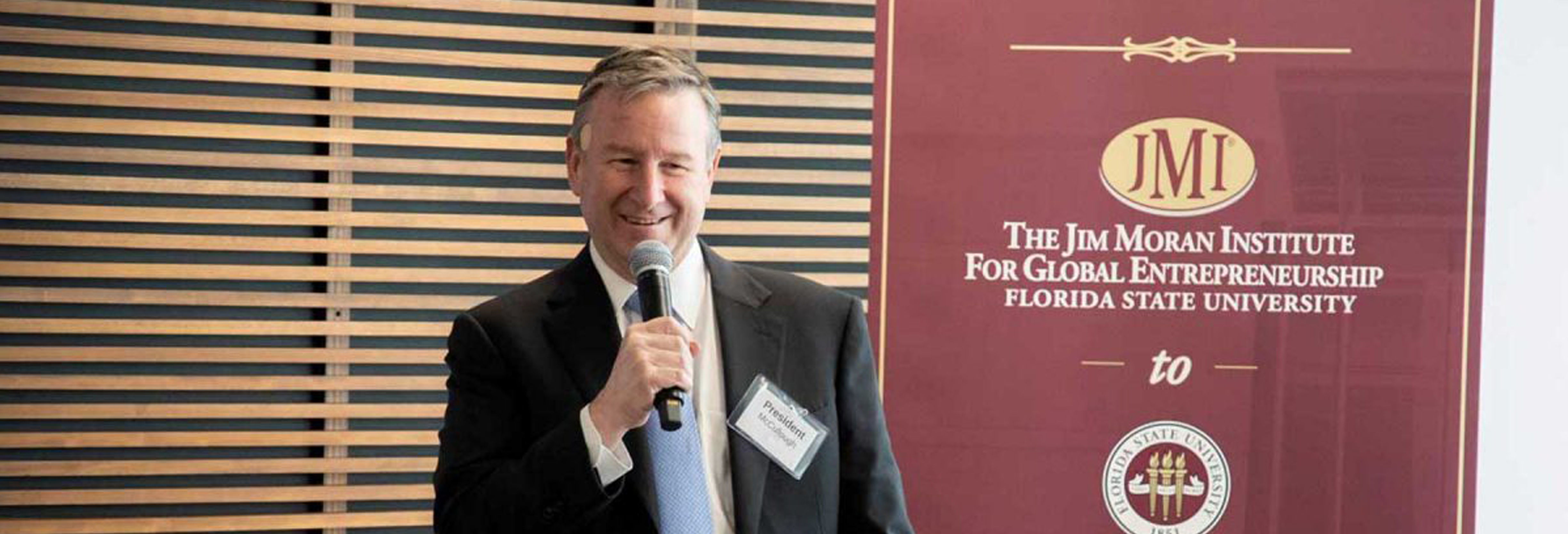 Florida State University President Richard McCullough said the Jim Moran Institute's transition, "unites the institute and the college in a way that naturally enhances collaboration."