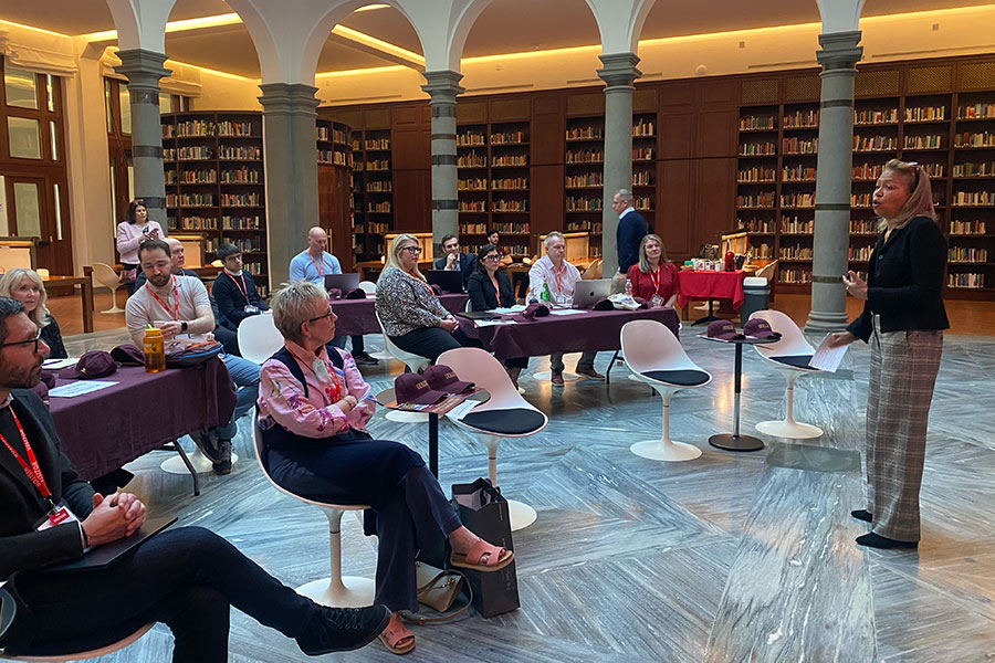 Attendees listen to U.S. Consul General in Florence Daniela Ballard at the 2025 Theories of Family Enterprise Conference, which took place April 3-5 at the FSU Florence Study Center in Florence, Italy. (FSU Florence/Costanza Menchi)